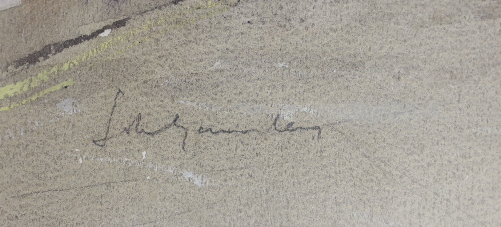 John Yardley (1933-), watercolour, Reigate Town Hall, signed in pencil, 34 x 7cm